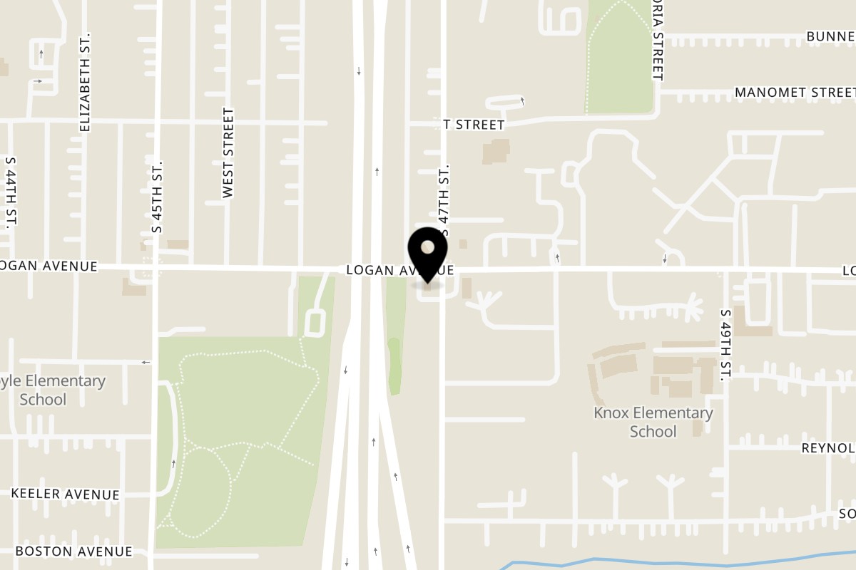 Map showing the location of Fresheria San Diego on 4687 Logan Ave in San Diego