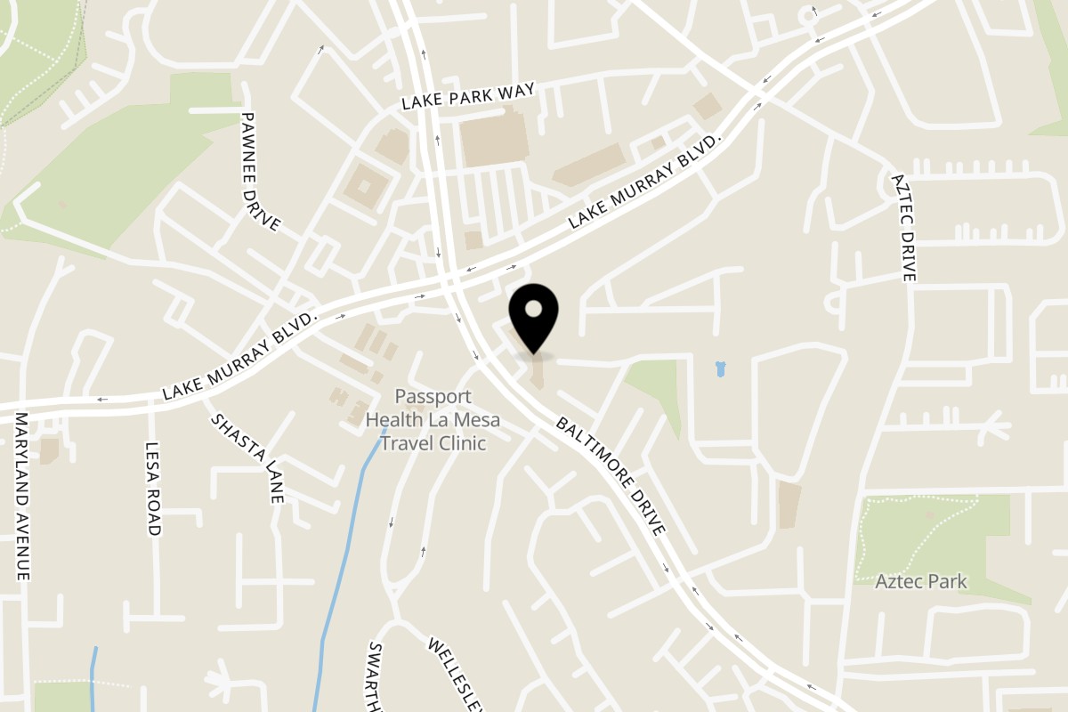 Map showing the location of Fresheria La Mesa on 5575 Baltimore Dr #105A in La Mesa